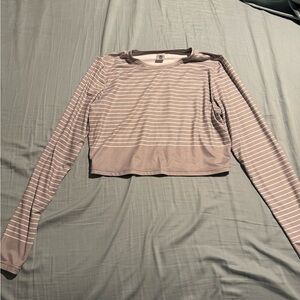 Senita Athletics Striped Long Sleeve Crop Top